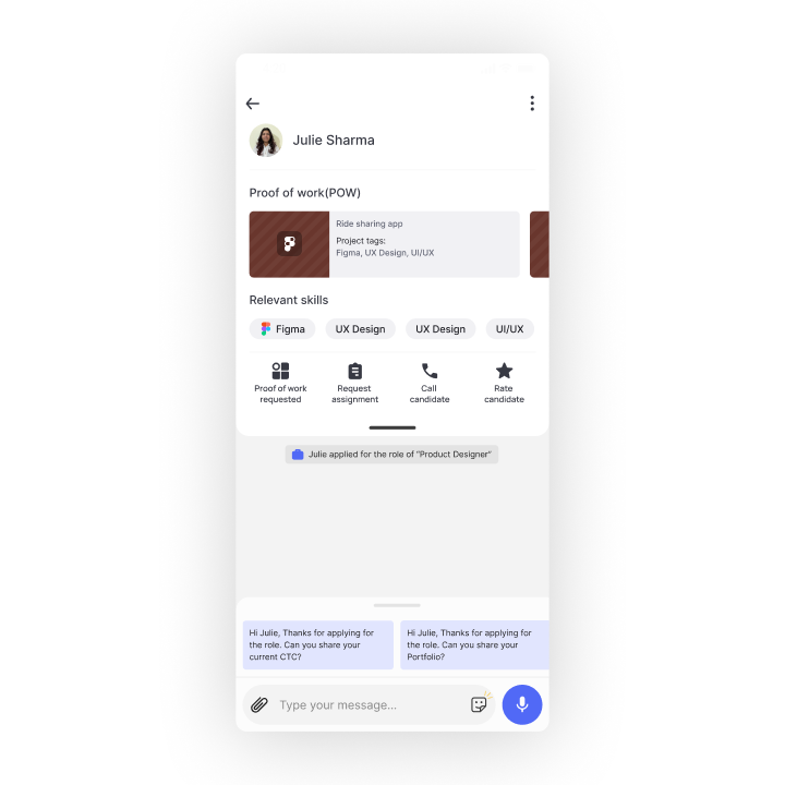 Embed candidate context directly into the chat screen